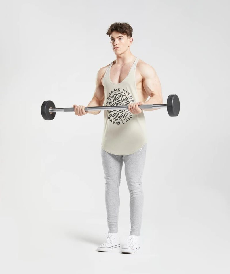 Men's Gymshark GS x David Laid Stringer Tanks Beige | NZ 0UNRVB